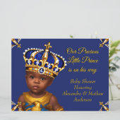 Royal Blue Prince Boy Baby shower Gold Ethnic Kaart (Staand voorkant)