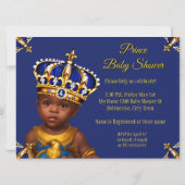 Royal Blue Prince Boy Baby shower Gold Ethnic Kaart (Achterkant)