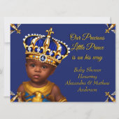 Royal Blue Prince Boy Baby shower Gold Ethnic Kaart (Voorkant)