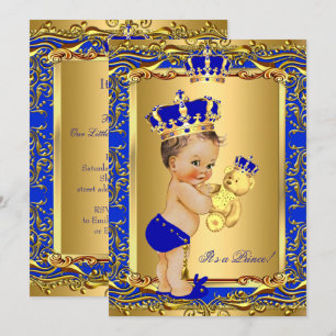 Royal Blue Prince Crown Baby shower Beer Kaart