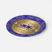 Royal Blue Prince Crown Baby shower Boy Papieren Bordje (Gekanteld)