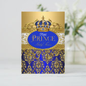 Royal Blue Prince Crown Baby shower smal Kaart (Staand voorkant)