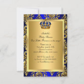 Royal Blue Prince Crown Baby shower smal Kaart (Achterkant)