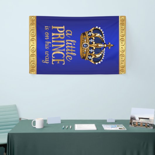 Royal Blue Prince Crown Boy Baby shower Spandoek (Beurs)