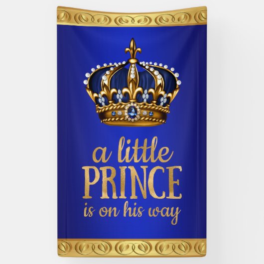 Royal Blue Prince Crown Boy Baby shower Spandoek (Verticaal)