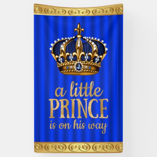 Royal Blue Prince Crown Boy Prince Baby shower Spandoek (Verticaal)