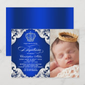 Royal Blue Prince Doop Uitnodigingen (Voorkant / Achterkant)