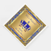 Royal Blue Prince Gold Crown Baby shower Boy Servetten (Hoek)