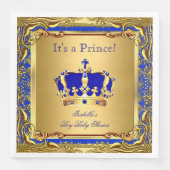 Royal Blue Prince Gold Crown Baby shower Boy Servetten (Voorkant)