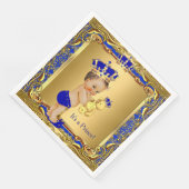 Royal Blue Prince Gold Crown Baby shower Brunette Servetten (Hoek)