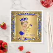 Royal Blue Prince Gold Crown Baby shower Brunette Servetten (Insitu)