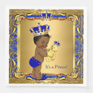 Royal Blue Prince Gold Crown Baby shower Servetten