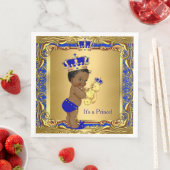 Royal Blue Prince Gold Crown Baby shower Servetten (Insitu)