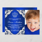 Royal Blue Prince verjaardagsfeestje Kaart (Voorkant / Achterkant)