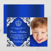 Royal Blue Prince verjaardagsfeestje Kaart (Voorkant / Achterkant)