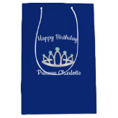 Royal Blue Princess Tiara Birthday Medium Gift Cadeauzakje (Voorkant)