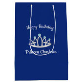 Royal Blue Princess Tiara Birthday Medium Gift Cadeauzakje (Achterkant)