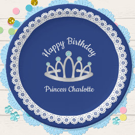 Royal Blue Princess Tiara Birthday Paper Bord