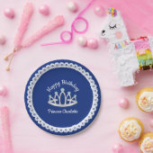 Royal Blue Princess Tiara Birthday Paper Bord (Feest)