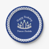 Royal Blue Princess Tiara Birthday Paper Bord (Voorkant)