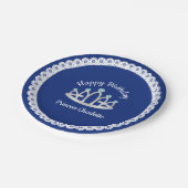 Royal Blue Princess Tiara Birthday Paper Bord (Gekanteld)