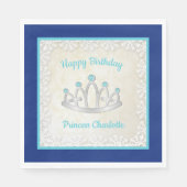 Royal Blue Princess Tiara Birthday Paper Napkin Servet (Voorkant)