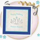 Royal Blue Princess Tiara Birthday Paper Napkin Servet