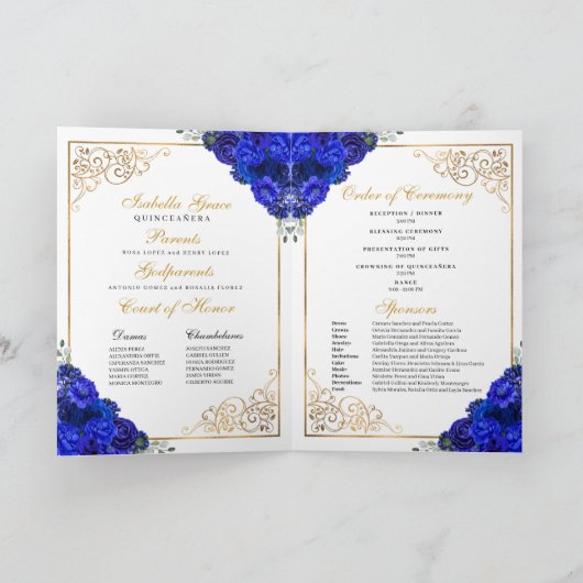 Royal Blue Princess Tiara Quinceanera-programma (Binnen)