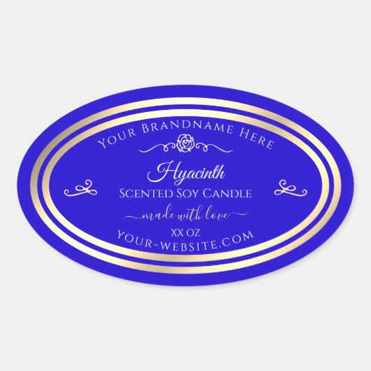 Royal Blue Product Label Gold Lijst Roos (Voorkant)