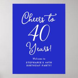 Royal Blue Proost 40 jaar Verjaardag Welkom Poster