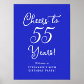 Royal Blue Proost 55 jaar Verjaardag Welkom Poster (Voorkant)