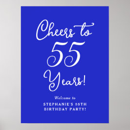 Royal Blue Proost 55 jaar Verjaardag Welkom Poster