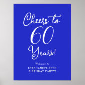 Royal Blue Proost 60 jaar Verjaardag Welkom Poster (Voorkant)