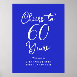 Royal Blue Proost 60 jaar Verjaardag Welkom Poster