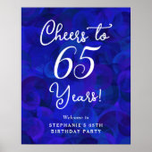 Royal Blue Proost 65 jaar Verjaardag Welkom Poster (Voorkant)