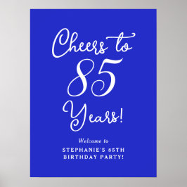 Royal Blue Proost 85 jaar Verjaardag Welkom Poster