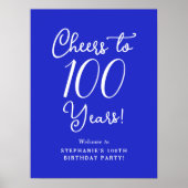Royal Blue Proost op 100 jaar Verjaardag Welkom Poster (Voorkant)