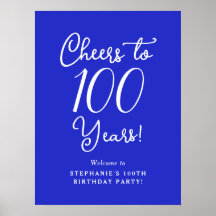 Royal Blue Proost op 100 jaar Verjaardag Welkom