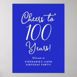 Royal Blue Proost op 100 jaar Verjaardag Welkom Poster