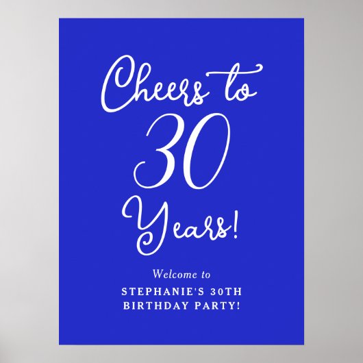 Royal Blue Proost op 30 jaar verjaardagsfeestje Poster (Voorkant)
