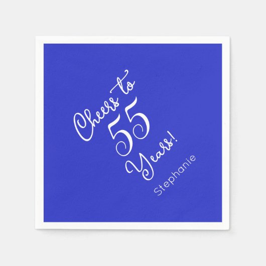 Royal Blue Proost op 55 jaar 55ste verjaardagsfees Servet (Voorkant)