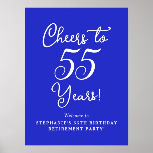 Royal Blue Proost op 55 jaar Pensioenfeest Poster (Voorkant)