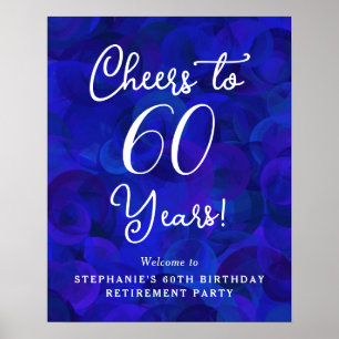 Royal Blue Proost op 60 jaar Verjaardag Pensioen Poster