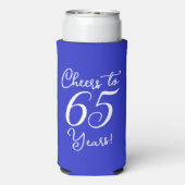 Royal Blue Proost op 65 jaar 65ste verjaardagsfees Seltzer Blikjeskoeler (Seltzer Achterkant)
