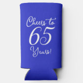 Royal Blue Proost op 65 jaar 65ste verjaardagsfees Seltzer Blikjeskoeler (Achterkant)