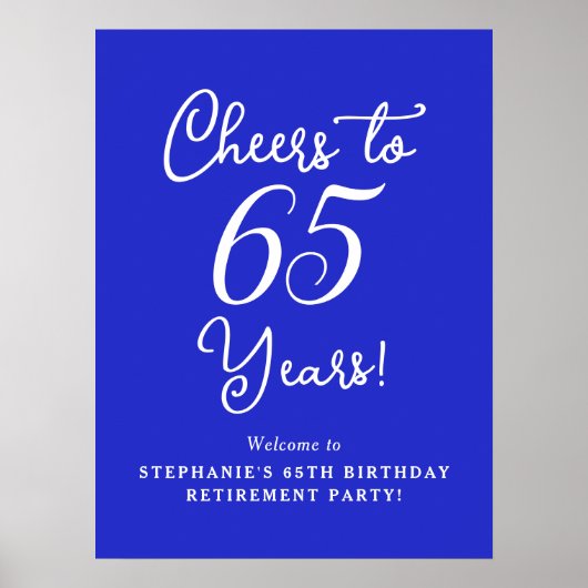 Royal Blue Proost op 65 jaar Pensioenfeest Poster (Voorkant)