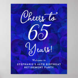 Royal Blue Proost op 65 jaar Verjaardag Pensioen Poster