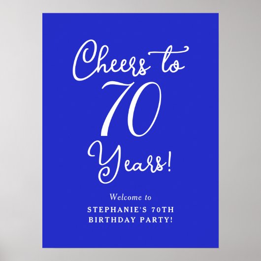 Royal Blue Proost op 70 jaar Verjaardag Welkom Poster (Voorkant)