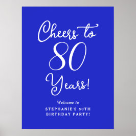 Royal Blue Proost op 80 jaar Verjaardag Welkom Poster