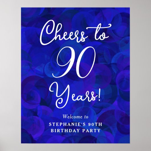 Royal Blue Proost op 90 jaar 90ste verjaardag Poster (Voorkant)